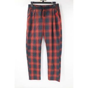 Mulch California pajama pants mens 6 red plaid‎ pleated drawstring elastic back